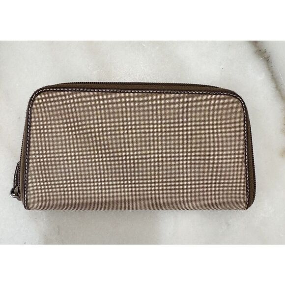 COPY - Prada Wallet Brown Fabric Leather Zip Bifold Card Holder Rectangle Y2k C… - Picture 5 of 16